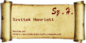 Szvitek Henriett névjegykártya